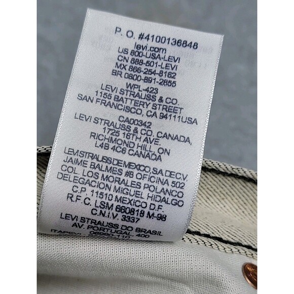 Levis Mens 501 Jeans 40x34 Straight Gray Shrink Fit Button Fly High Rise Cotton - Picture 15 of 16